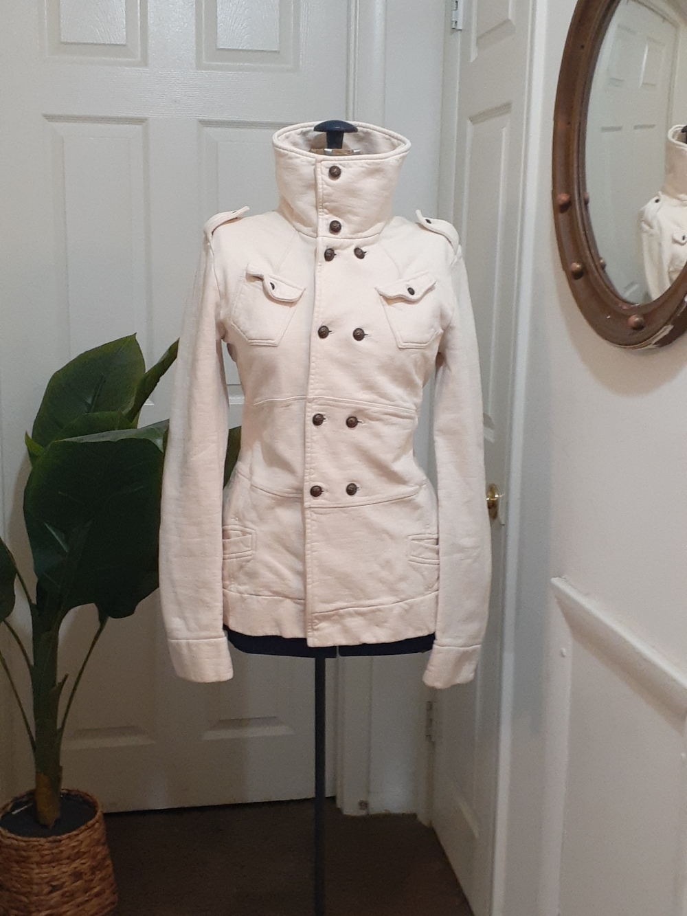 Y2K Diesel Cream Double-Breasted Military Utility Jacket 100% Cotton